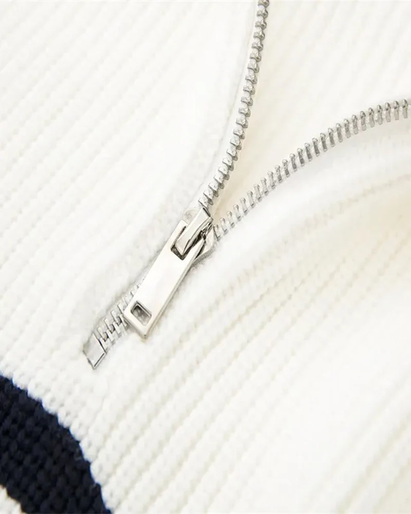 Striped Zip Up Sweater - Image 8